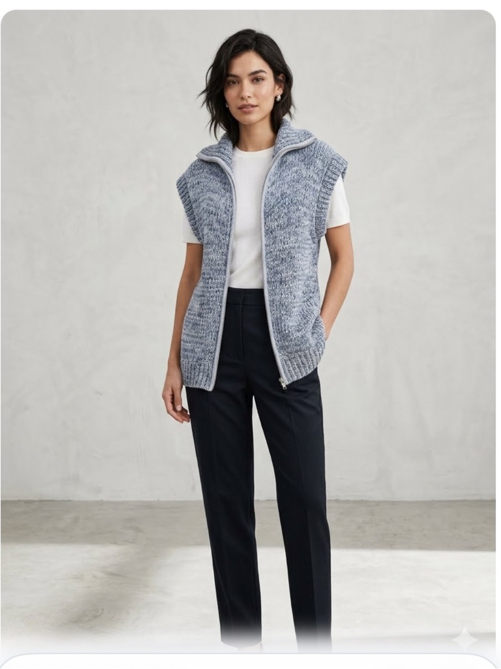 L’AGENCE Chunky Knit Zip Vest In Cotton Cashmere
